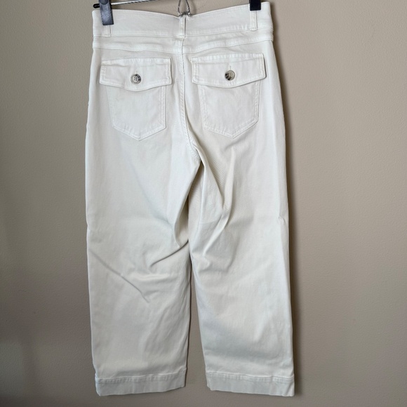 Spanx Twill Crop Wide Leg Pants Womens SP Small Petite Beige Cream Pull On - Picture 2 of 9